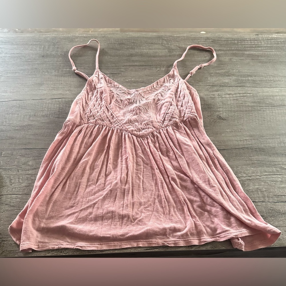 American Eagle Pink Embroidered Tank Size Small